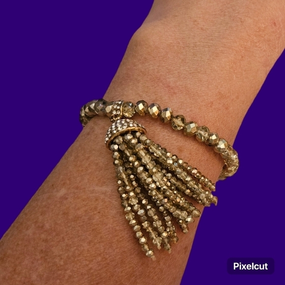 3/$30 Chinese Crystal Beaded Tassel Stretch Bracelet - Picture 1 of 5